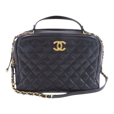 CHANEL 牛皮皮革Chain Shoulder金扣手挽肩背兩用袋