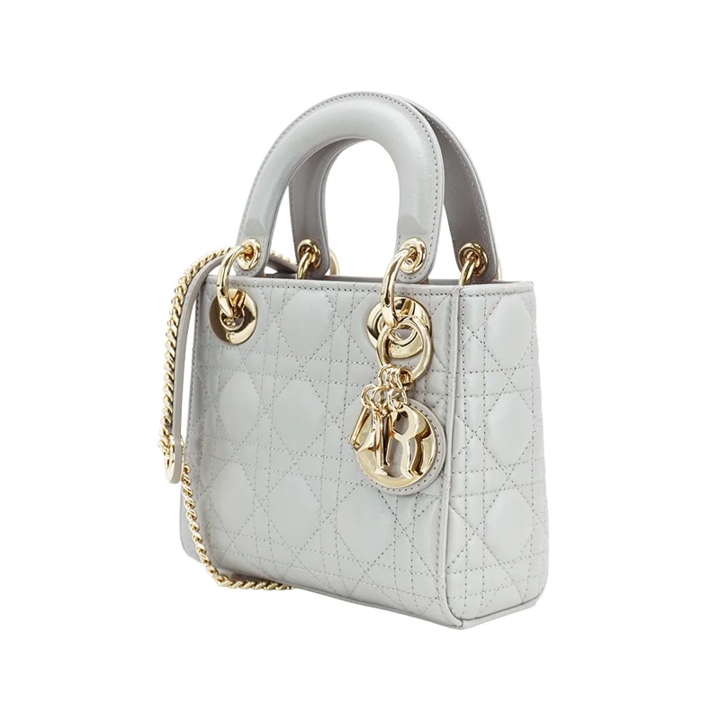 黛妃包 迪奧專屬灰色 Lady Dior Mini 迪奧三格灰色 熱銷爆款 經典logo-2