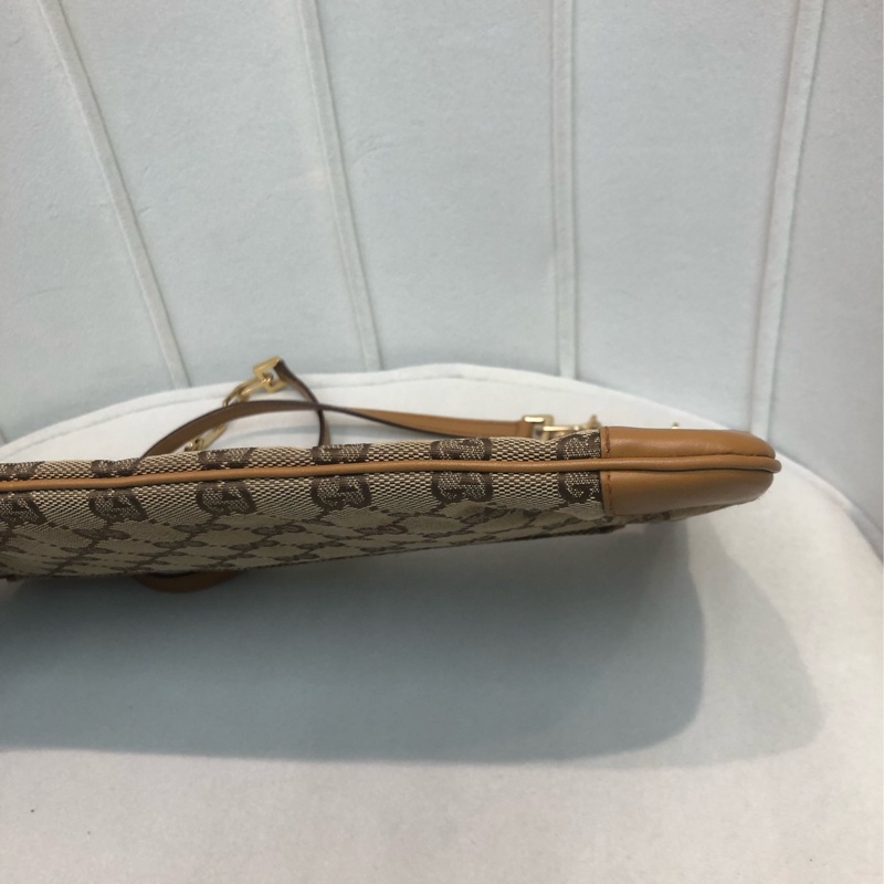 Gucci 經典啡色布面老花GG 金色老虎扣XB087-9