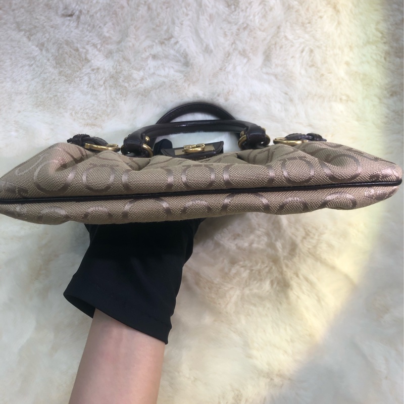 Ferragamo 老花布面 啡色手提帶 手拎包 XB363-29