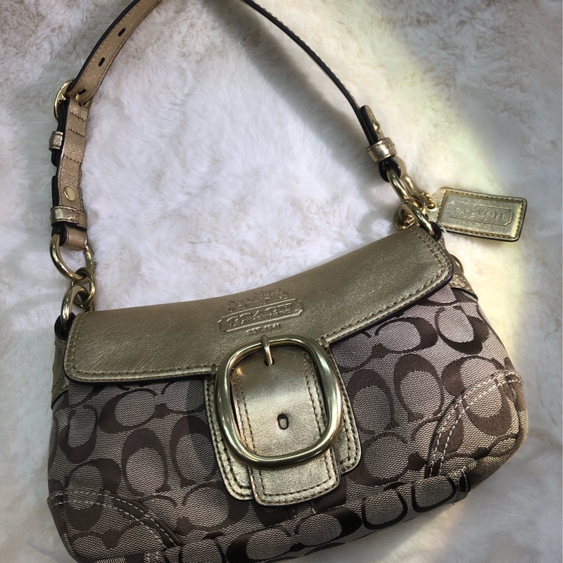 Coach 老花布面金色腋下包 XA490-10