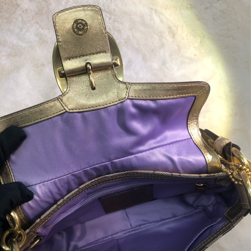 Coach 老花布面金色腋下包 XA490-32