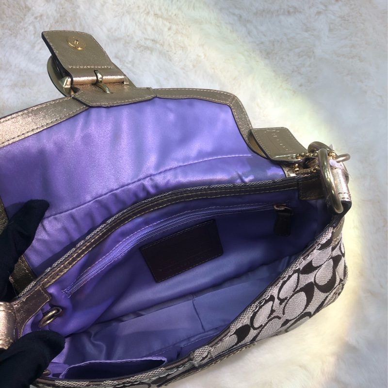 Coach 老花布面金色腋下包 XA490-58