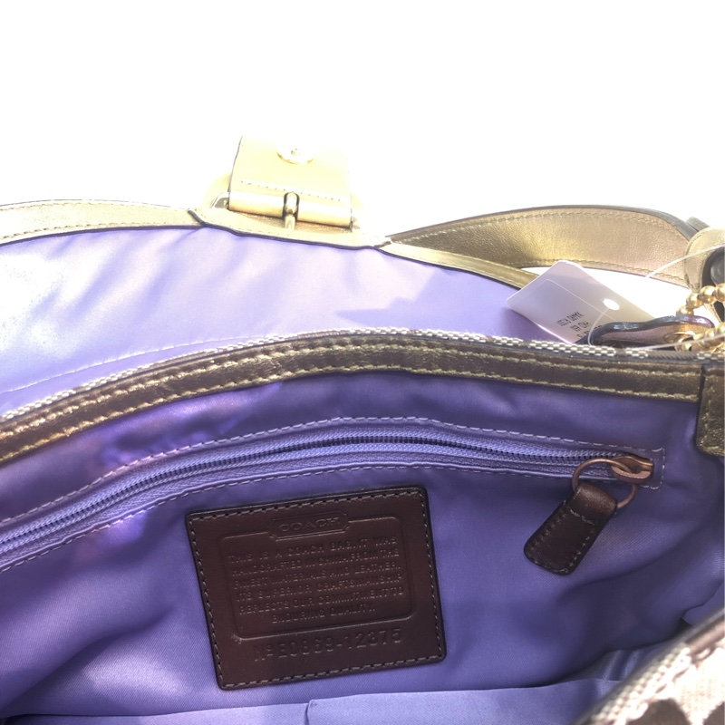 Coach 老花布面金色腋下包 XA490-63