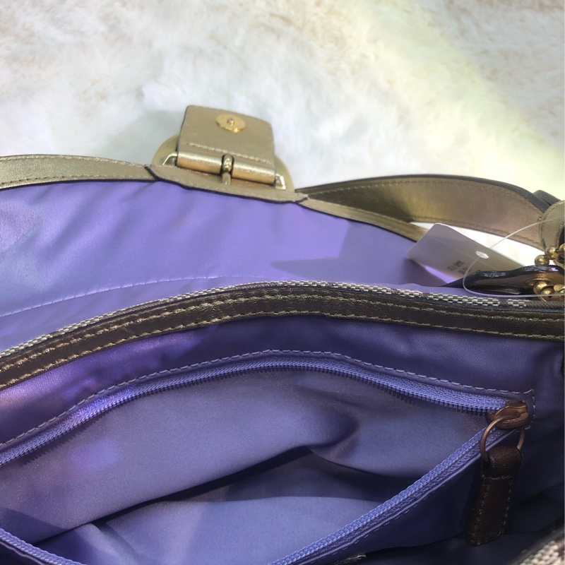 Coach 老花布面金色腋下包 XA490-64