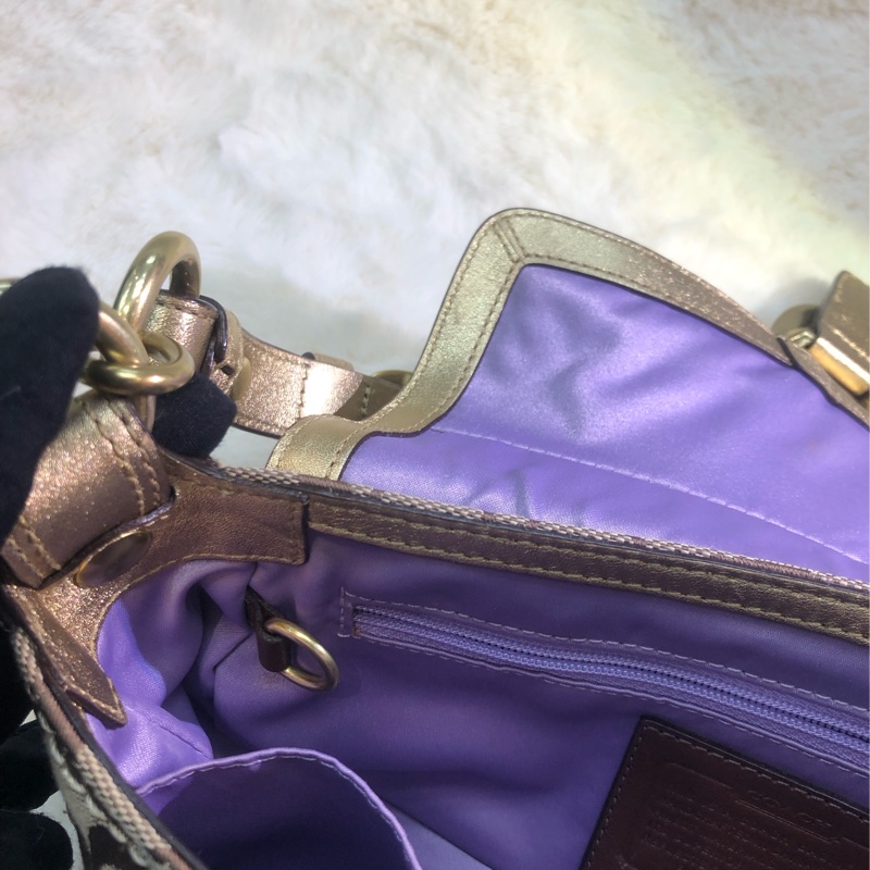 Coach 老花布面金色腋下包 XA490-66