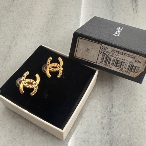 CHANEL 香奈兒夾式金色雙C logo字母耳環耳夾