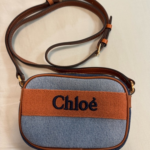 Chloe 拼色牛仔相機包