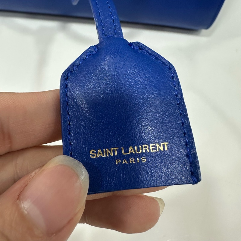 YSL 372087 皇家藍牛皮金釦斜背包 cabas mini-6