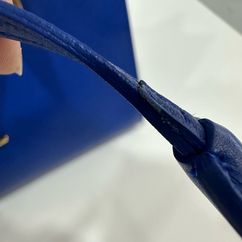 YSL 372087 皇家藍牛皮金釦斜背包 cabas mini-9