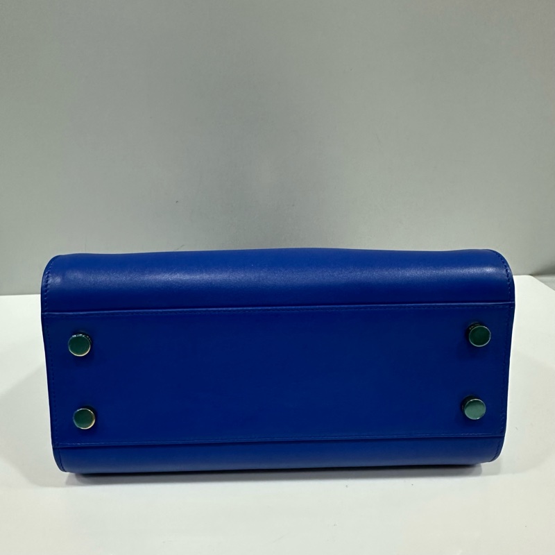 YSL 372087 皇家藍牛皮金釦斜背包 cabas mini-10