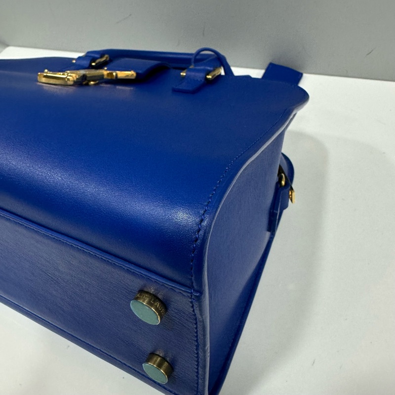 YSL 372087 皇家藍牛皮金釦斜背包 cabas mini-11