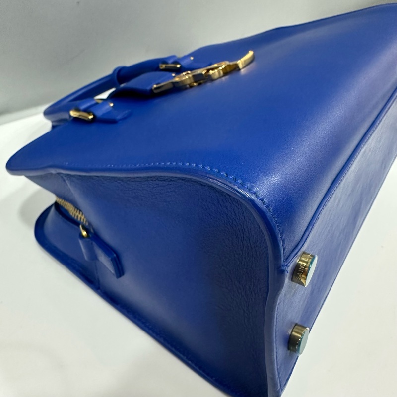 YSL 372087 皇家藍牛皮金釦斜背包 cabas mini-12