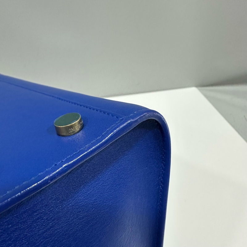 YSL 372087 皇家藍牛皮金釦斜背包 cabas mini-15