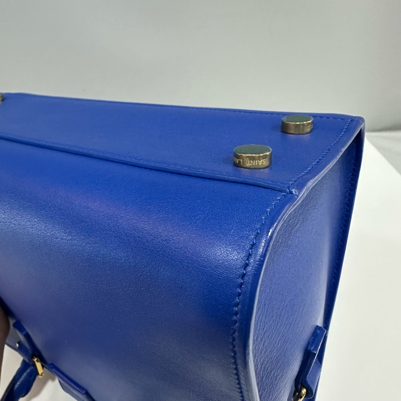 YSL 372087 皇家藍牛皮金釦斜背包 cabas mini-16