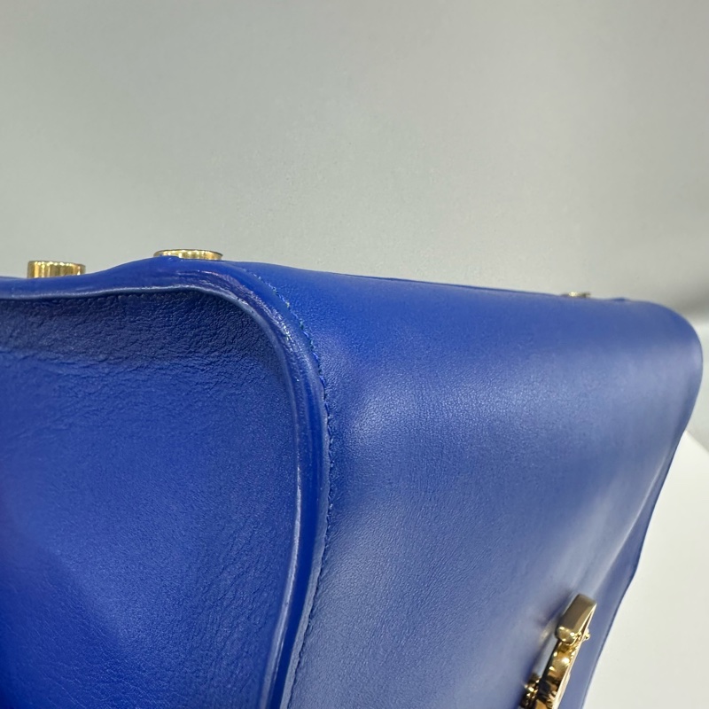 YSL 372087 皇家藍牛皮金釦斜背包 cabas mini-17