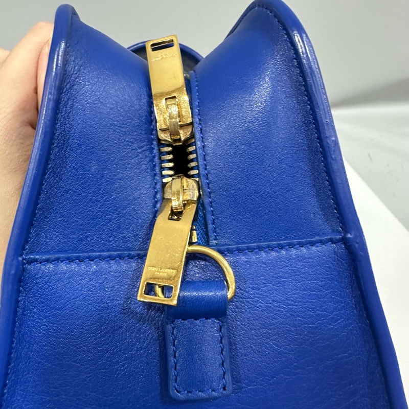 YSL 372087 皇家藍牛皮金釦斜背包 cabas mini-18