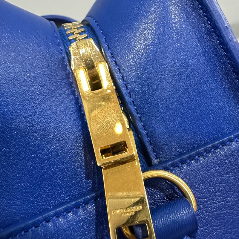 YSL 372087 皇家藍牛皮金釦斜背包 cabas mini-20