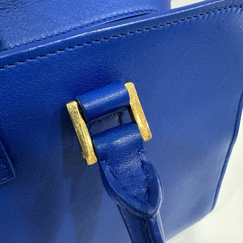 YSL 372087 皇家藍牛皮金釦斜背包 cabas mini-26