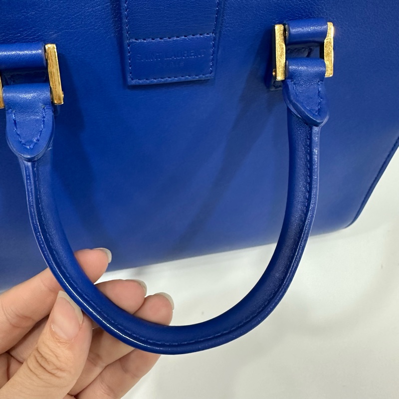 YSL 372087 皇家藍牛皮金釦斜背包 cabas mini-27