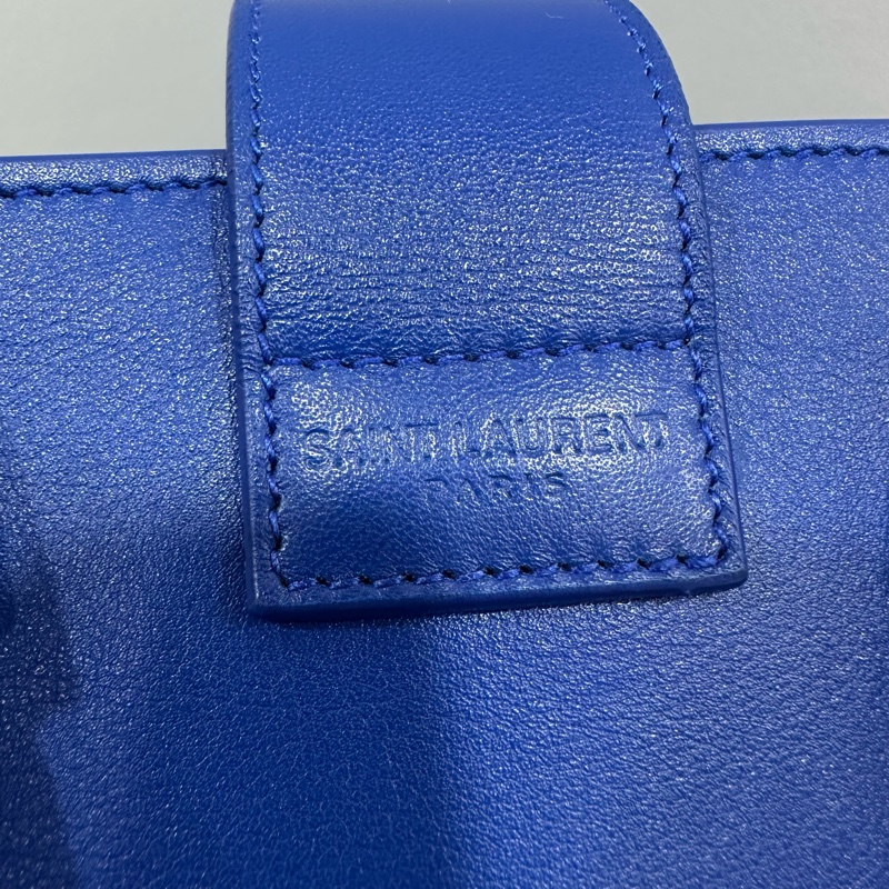 YSL 372087 皇家藍牛皮金釦斜背包 cabas mini-28