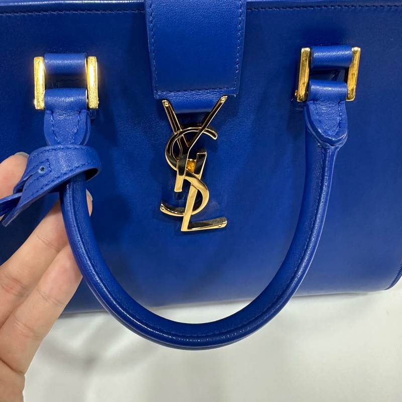 YSL 372087 皇家藍牛皮金釦斜背包 cabas mini-29