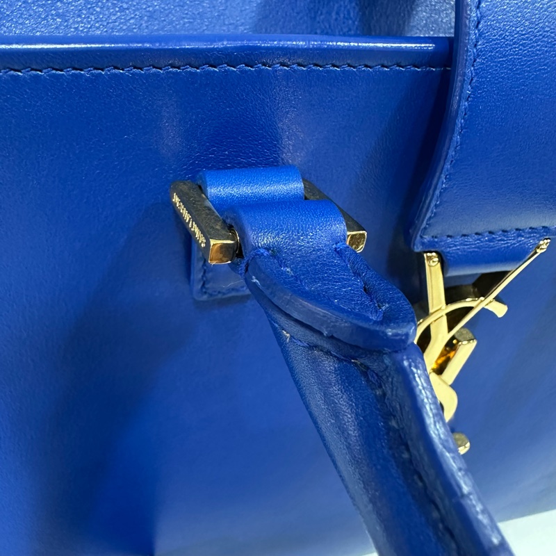 YSL 372087 皇家藍牛皮金釦斜背包 cabas mini-30