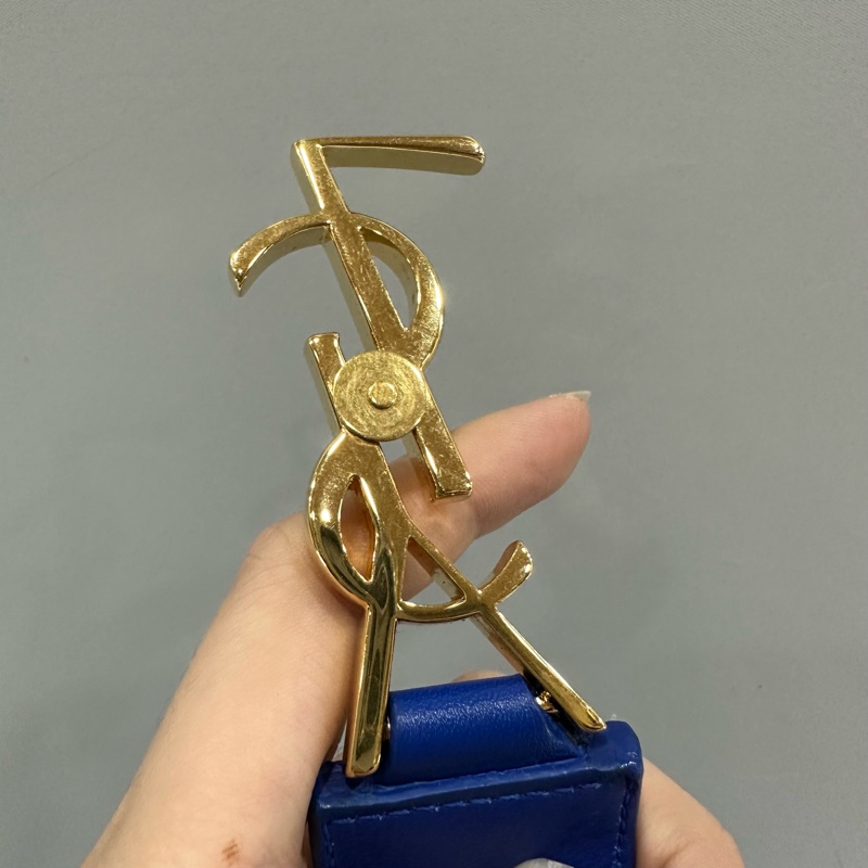 YSL 372087 皇家藍牛皮金釦斜背包 cabas mini-34