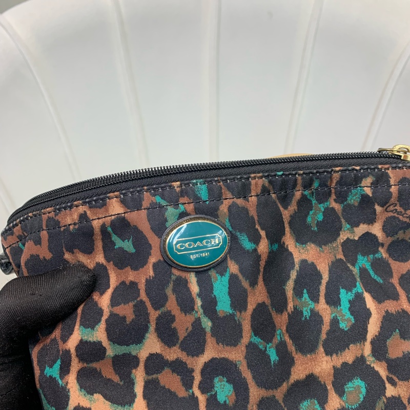 Coach 啡色豹紋大托特包 布料 XB543-8