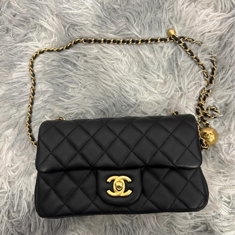 CHANEL CF20 金球款 mini cf 黑金 小羊皮