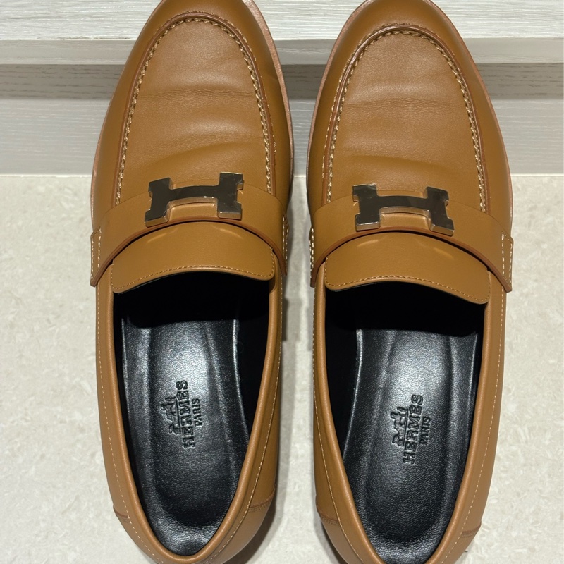 （9成新）Hermes愛馬仕 樂福鞋  金棕 37碼-4