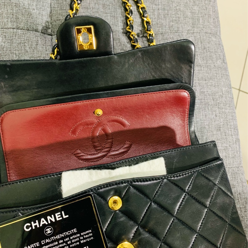 香奈兒 CF23 Vintage 24K鍍金 經典小羊皮口蓋包-13