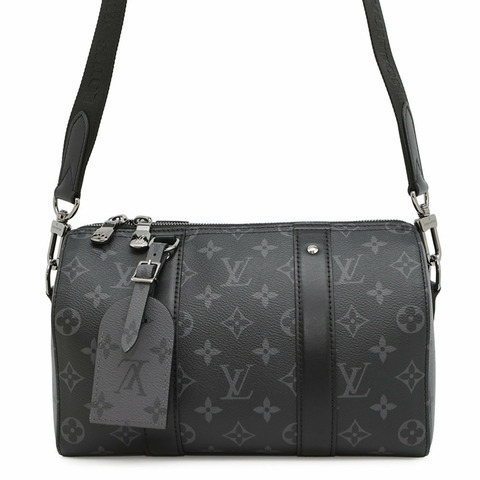 路易威登單肩包 Monogram Eclipse Reverse City Keepall M45936 黑色