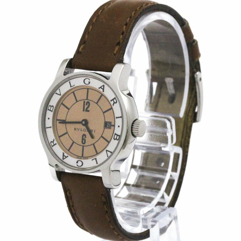 BVLGARI Solotempo 鋼皮革石英女士手錶 ST29S 拋光-1