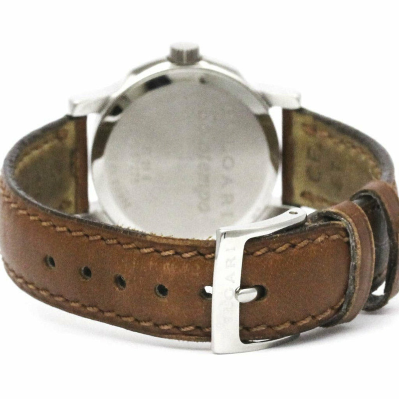 BVLGARI Solotempo 鋼皮革石英女士手錶 ST29S 拋光-4