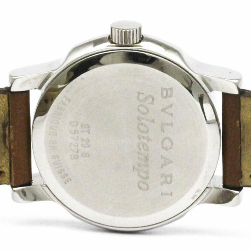 BVLGARI Solotempo 鋼皮革石英女士手錶 ST29S 拋光-5
