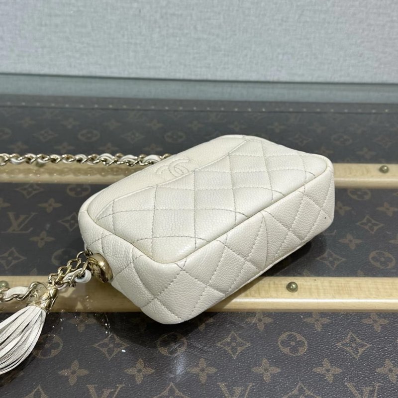 CHANEL 白金荔枝紋流蘇相機包17*12*5 98新配件塵袋-2