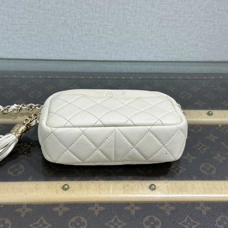 CHANEL 白金荔枝紋流蘇相機包17*12*5 98新配件塵袋-3