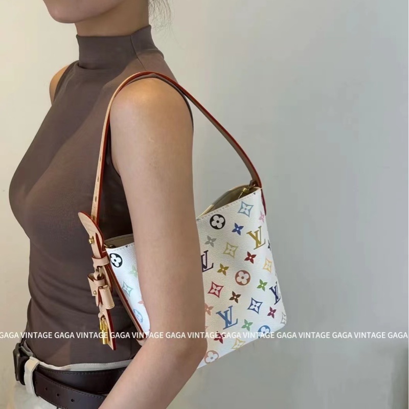 Louis Vuitton 白三彩 村上隆聯名水桶包 近新閒置 好價帶走-0