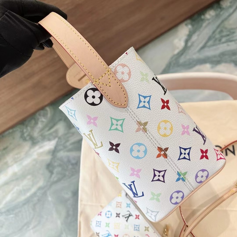 Louis Vuitton 白三彩 村上隆聯名水桶包 近新閒置 好價帶走-5