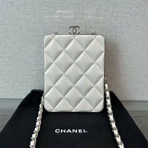CHANEL 22C白銀雙面肩背斜背包 10*12*4 98新配件塵袋保卡