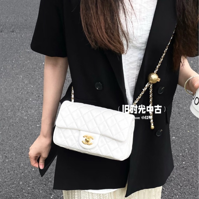 Chanel金球cf20白金大方胖cf大mini 芯片款 #6月離櫃撿漏價 #全新全配🈶購證-0