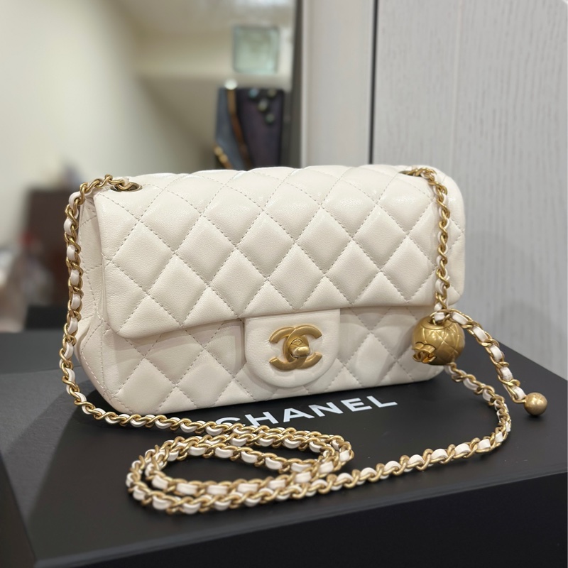 Chanel金球cf20白金大方胖cf大mini 芯片款 #6月離櫃撿漏價 #全新全配🈶購證-2