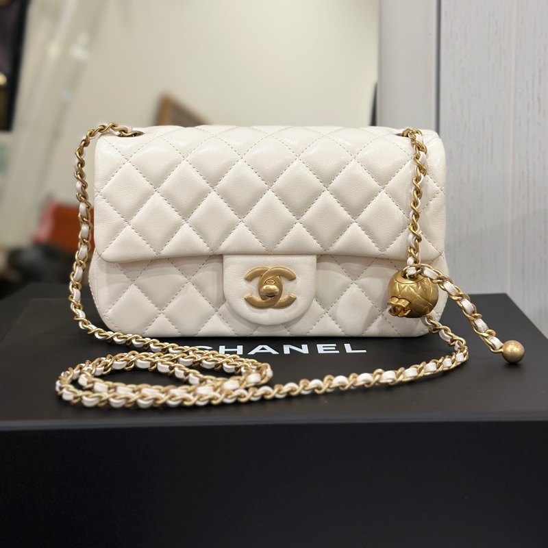 Chanel金球cf20白金大方胖cf大mini 芯片款 #6月離櫃撿漏價 #全新全配🈶購證-3