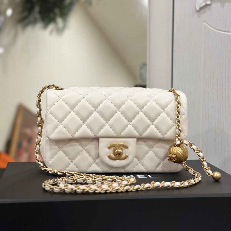 Chanel金球cf20白金大方胖cf大mini 芯片款 #6月離櫃撿漏價 #全新全配🈶購證-4
