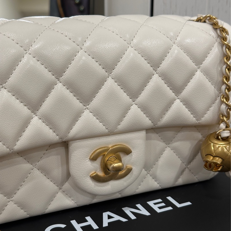 Chanel金球cf20白金大方胖cf大mini 芯片款 #6月離櫃撿漏價 #全新全配🈶購證-11