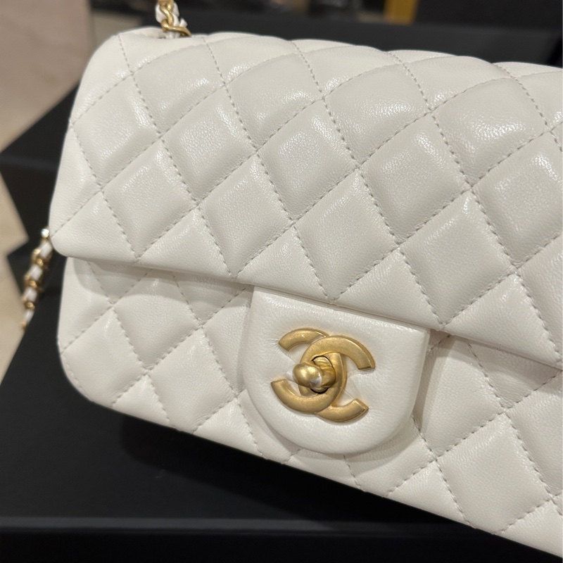 Chanel金球cf20白金大方胖cf大mini 芯片款 #6月離櫃撿漏價 #全新全配🈶購證-17