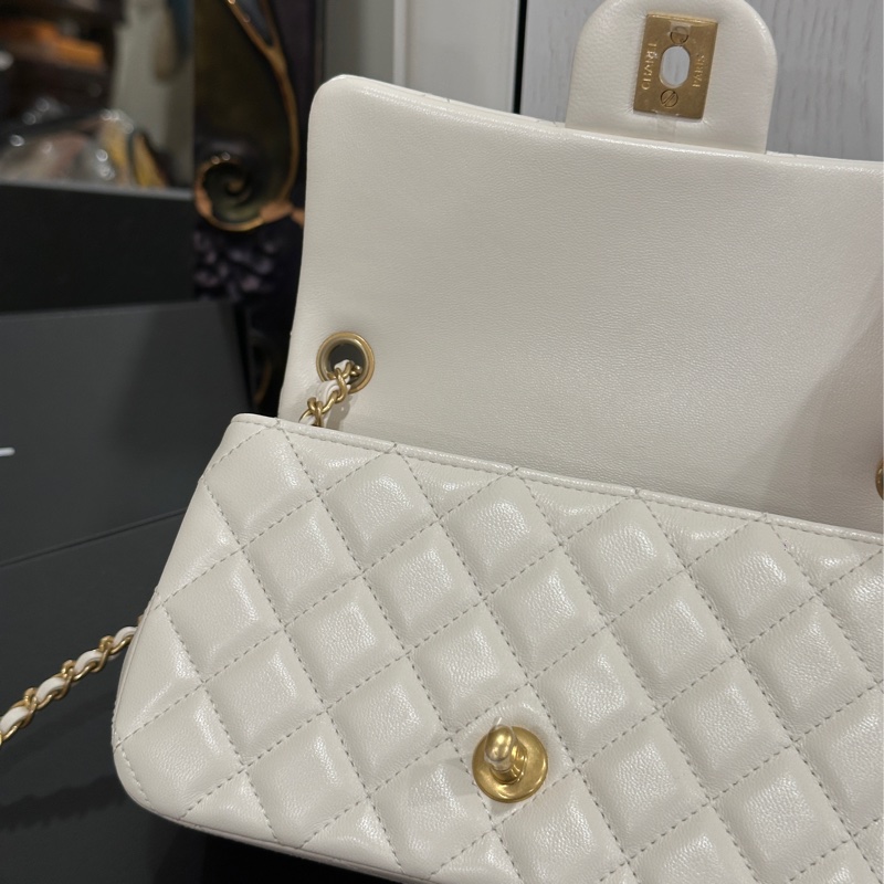 Chanel金球cf20白金大方胖cf大mini 芯片款 #6月離櫃撿漏價 #全新全配🈶購證-18