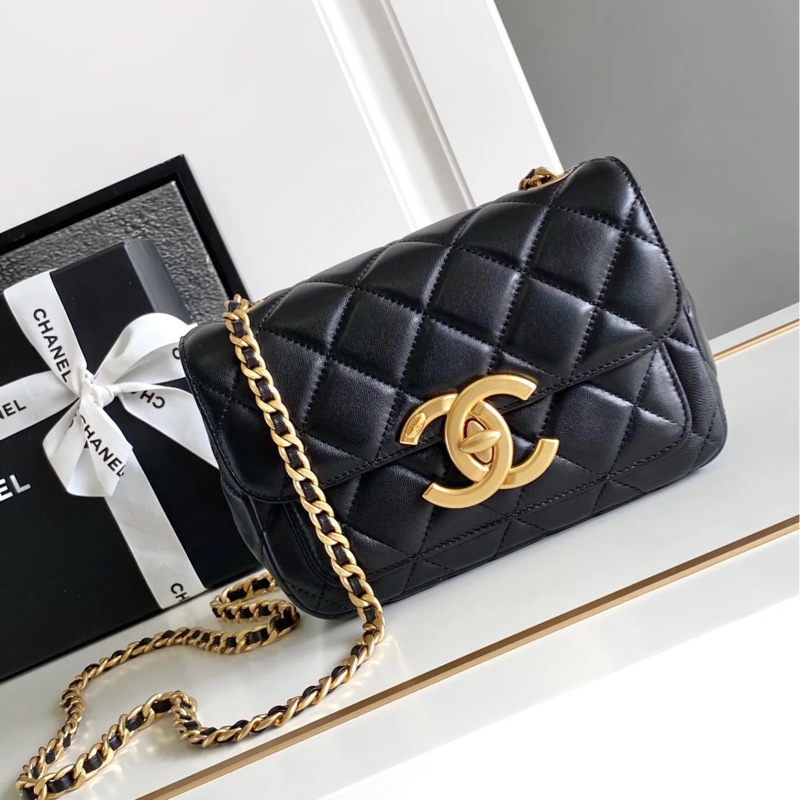 Chanel 24b黑金方胖子大logo 芯片款 #專櫃22萬入手🈶購證 #全新閒置帶膜-0