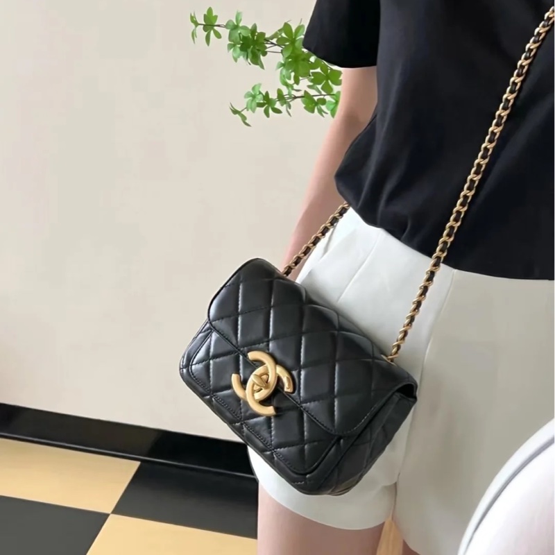 Chanel 24b黑金方胖子大logo 芯片款 #專櫃22萬入手🈶購證 #全新閒置帶膜-2